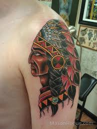 Traditional Indian Chief Tattoo On Shoulder By Mason Hogue