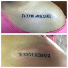 Two Roman Numeral Tattoo Design For Collarbone