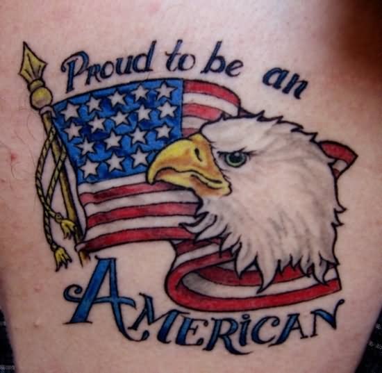 USA Flag With Eagle Tattoo Design