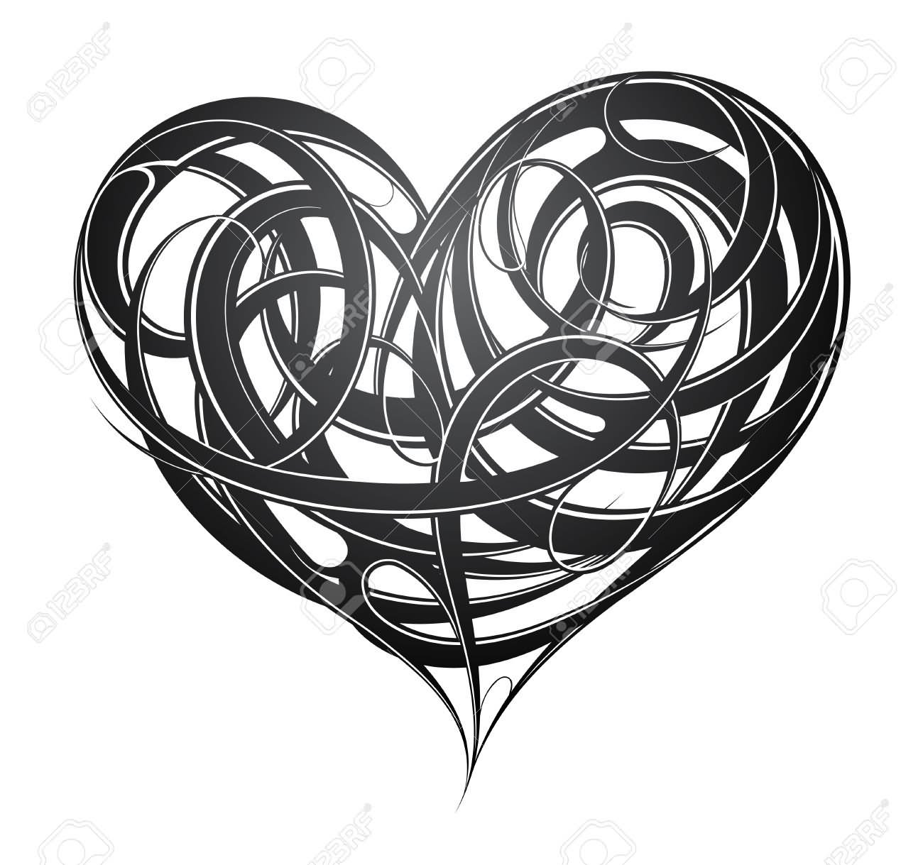 Unique Black Gothic Heart Tattoo Design