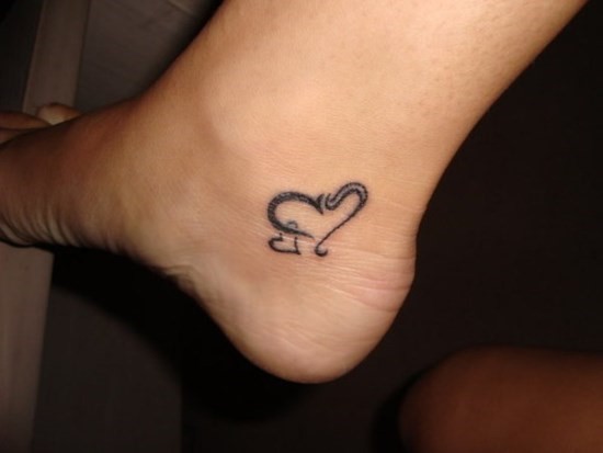 Unique Black Hearts Tattoo On Ankle