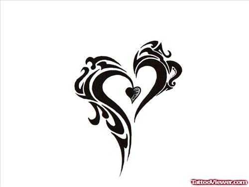 Unique Black Tribal Gothic Heart Tattoo Design