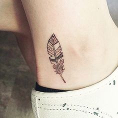 Unique Feather Tattoo On Ankle