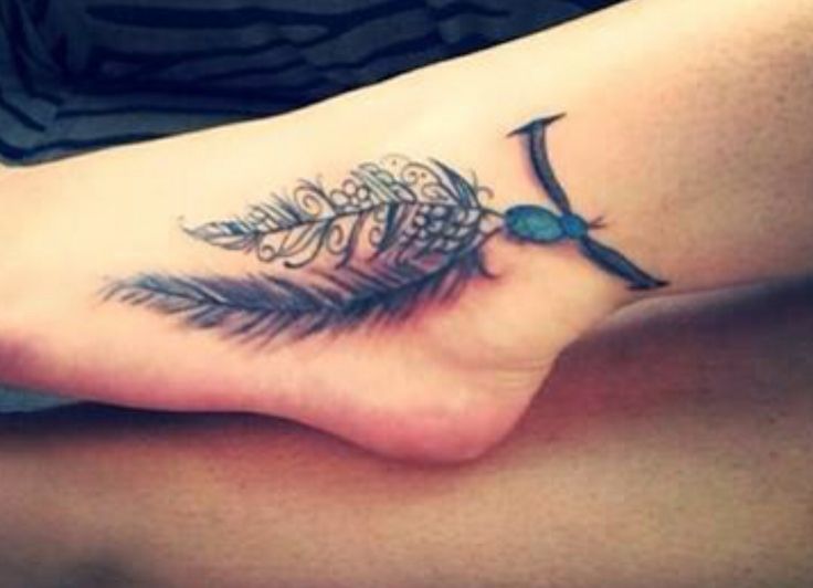 Unique Rosary Feather Tattoo On Ankle