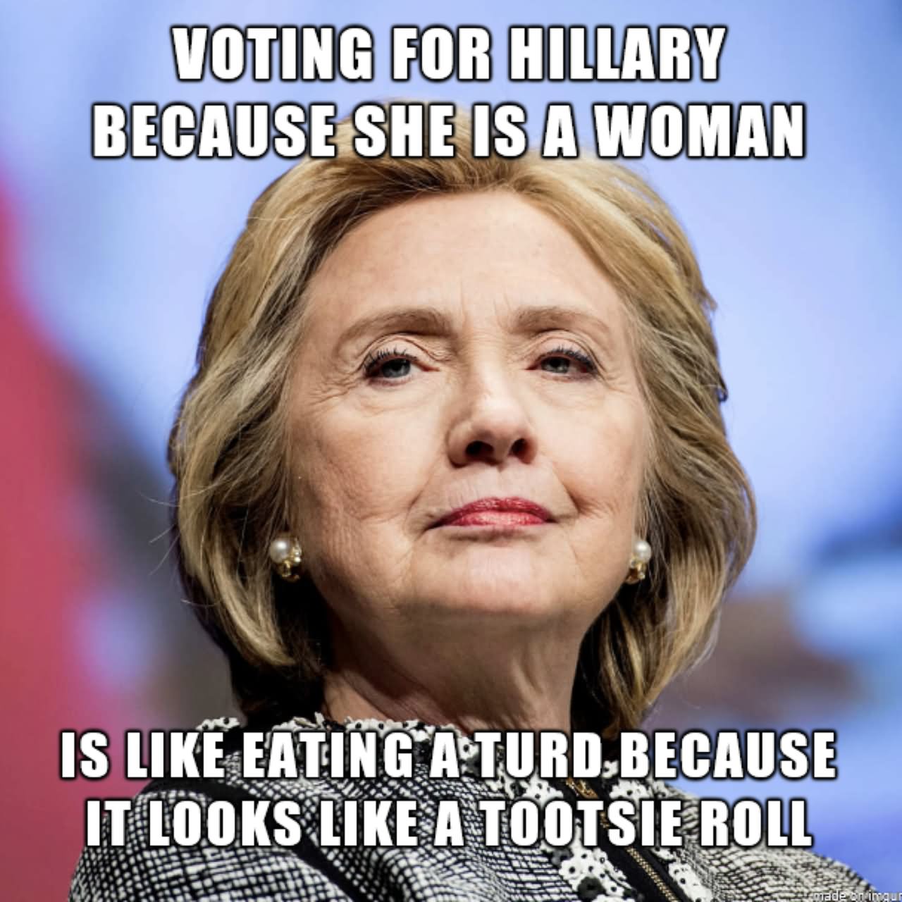 Voting For Hillary Because She Is A Woman Funny Hillary Clinton Meme Image