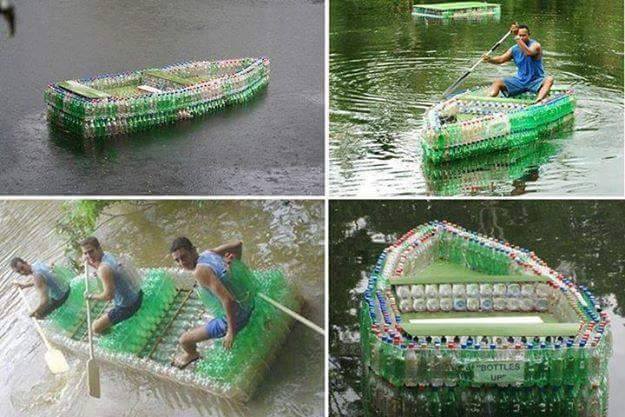 Waste plastic bottles boat