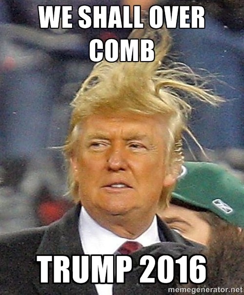 We Shall Over Comb Trump 2016 Funny Donald Trump Meme Picture