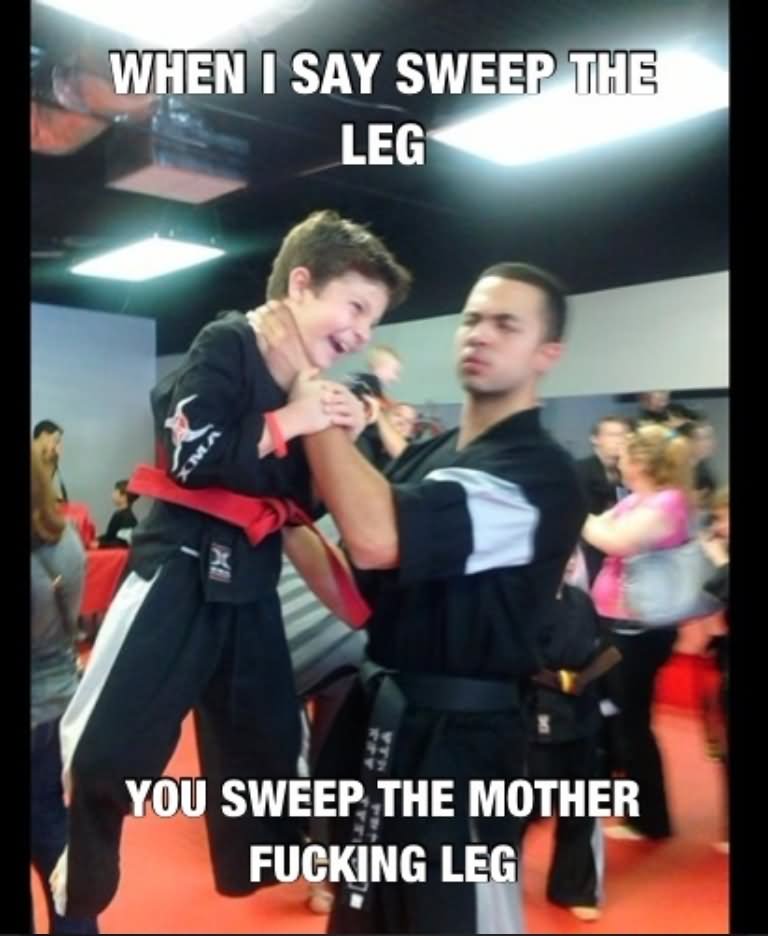 When I Say Sweep The Leg You Sweep The Mother Fucking Leg Funny Karate Meme Picture