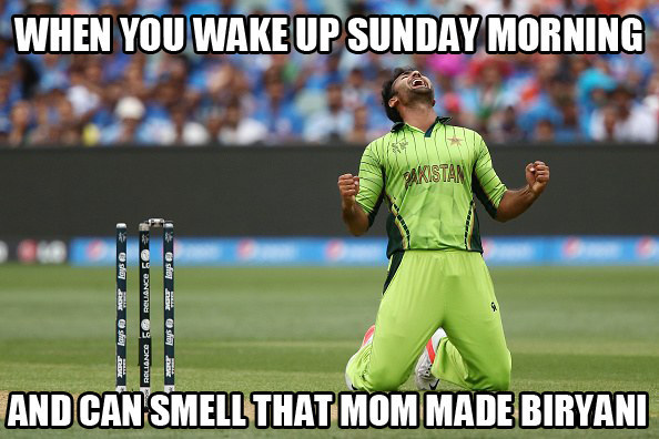 When You Wake Up Sunday Morning And Can Smell That Mom Made Biryani Funny Cricket Meme Image