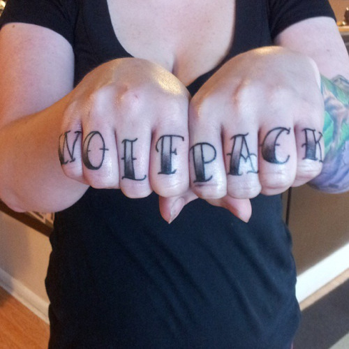 Wolf Pack Knuckle Tattoos On Hands