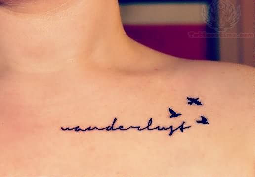 Wonderlust - Flying Birds Tattoo On Left Collar Bone