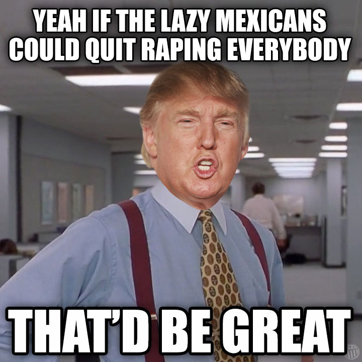 Yeah If The Lazy Mexicans Could Quit Raping Everybody That'D Be Great Funny Donald Trump Meme Image