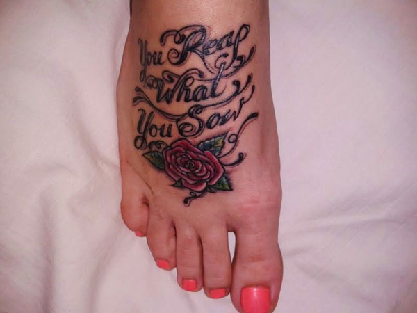 You Reap What You Sow - Rose Tattoo On Girl Right Foot