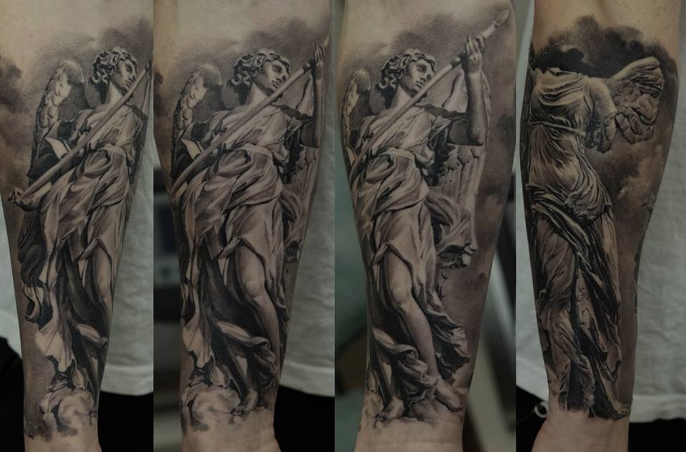3D Angel Tattoo Design For Full Sleeve