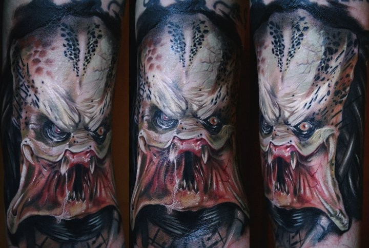 3D Horror Monster Face Tattoo Design