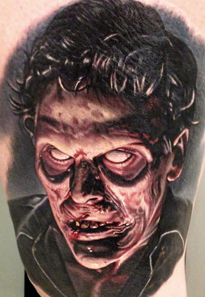 3D Horror Zombie Face Tattoo Design By Nikko Hurtado