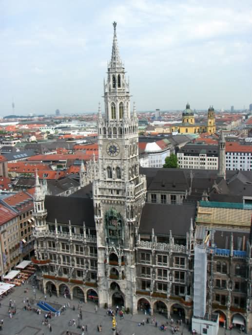 A View Of Neues Rathaus In Marienplatz From St Peters Church Bell Tower