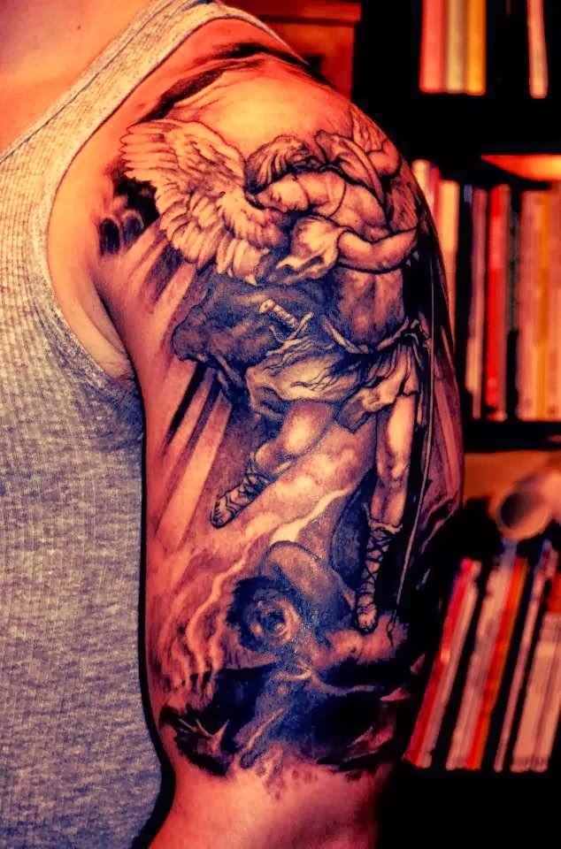 Abstract Angel Tattoo On Left Half Sleeve