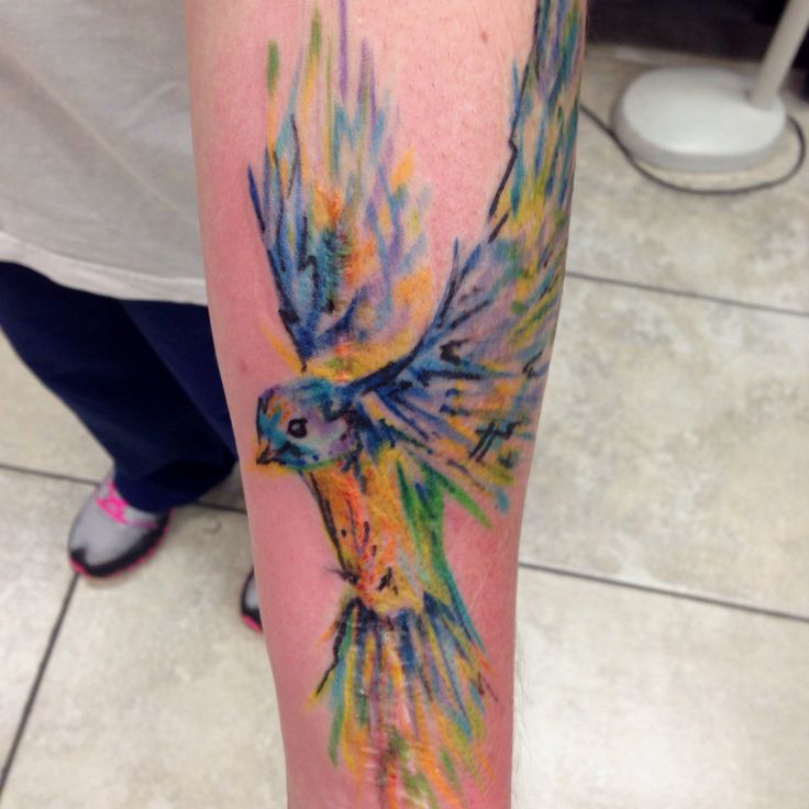 Abstract Bird Tattoo On Arm By Mike Asheorth