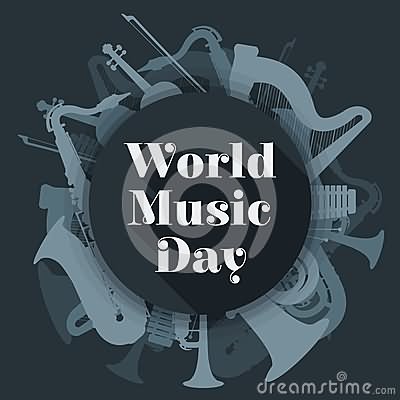 Abstract Dark Colored Word Music Day Wishes Poster
