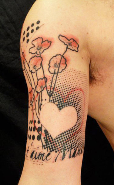 Abstract Flowers Tattoo Design For Sleeve