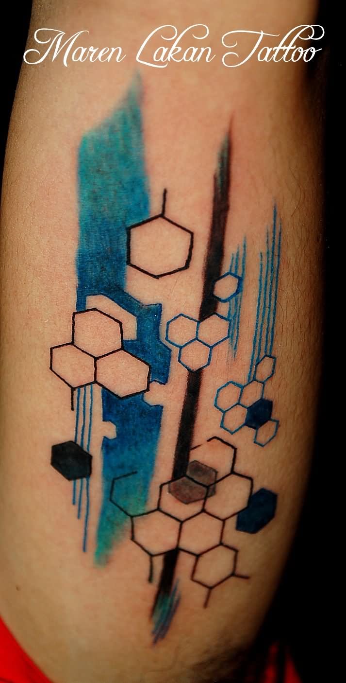 Abstract Geometric Tattoo Design For Thigh