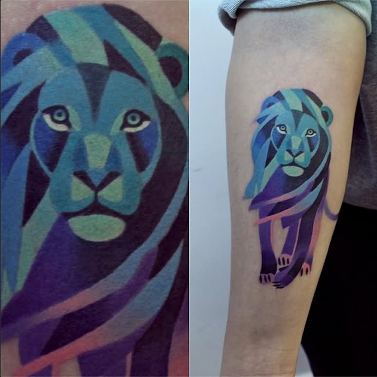 Abstract Lion Tattoo Design For Forearm