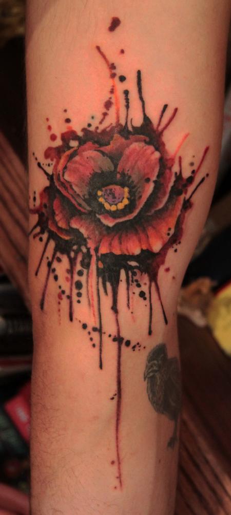Abstract Poppy Flower Tattoo Design For Sleeve