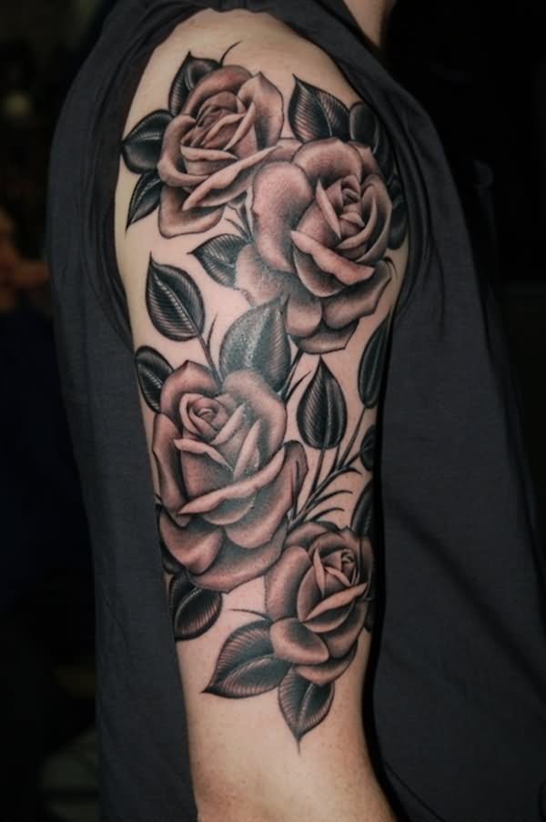 Abstract Roses Tattoo On Right Half Sleeve