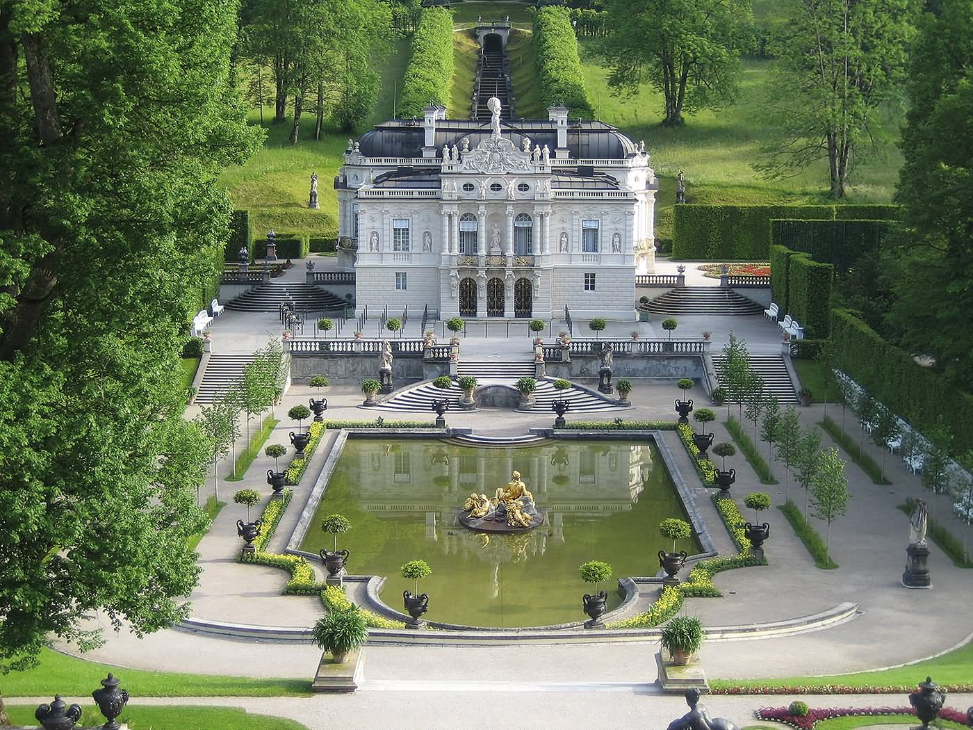 Adorable View Image Of The Linderhof Palace In Bavaria, Germany