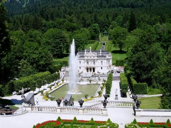 Aerial Image Of The Linderhof Palace In Germany