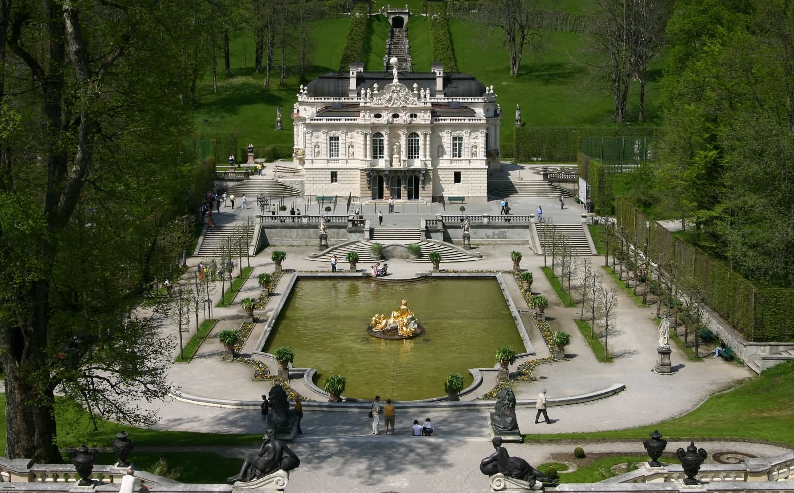 Aerial View Of The Linderhof Palace In Germany