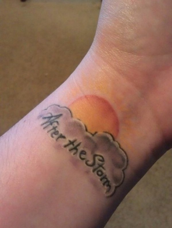 After The Storm - Cloud With Sun Tattoo On Wrist