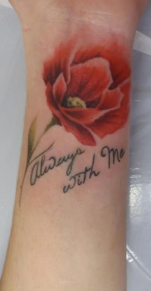 Always With Me - Opium Poppy Tattoo Design For Wrist