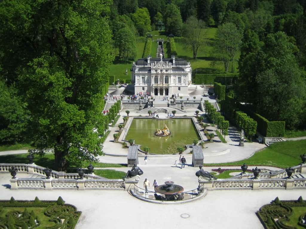 Amazing Aerial View Image Of The Linderhof Palace