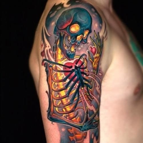 Amazing Horror Skeleton Tattoo On Right Half Sleeve