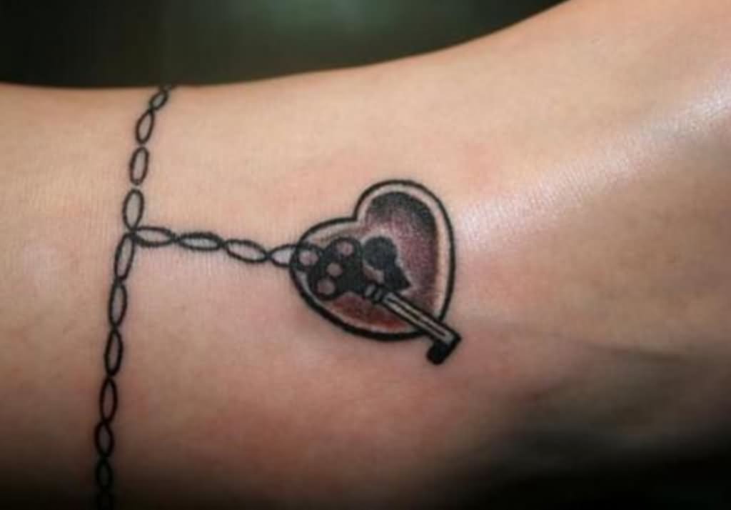 Amazing Lock Heart Skeleton Key Tattoo