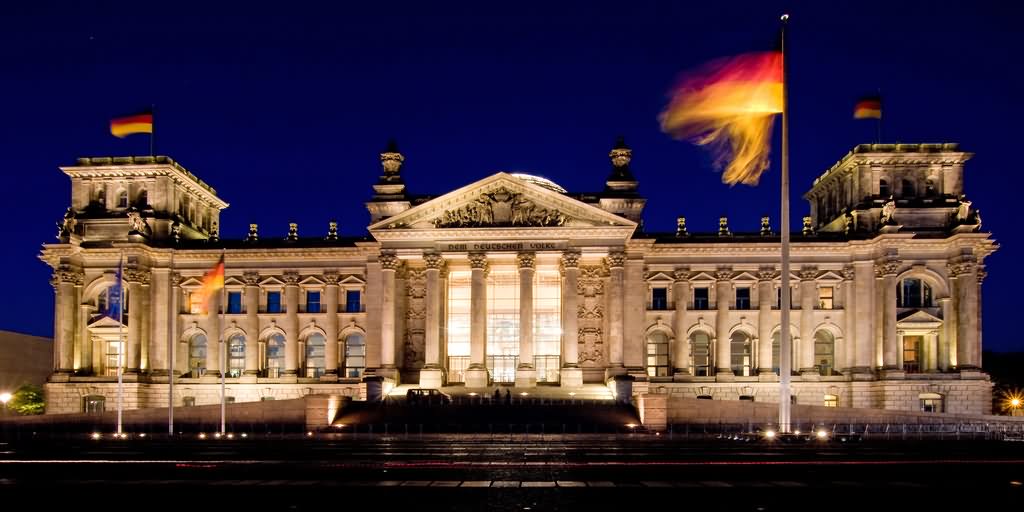 Amazing Night View Image Of The Reichstag Building In Berlin