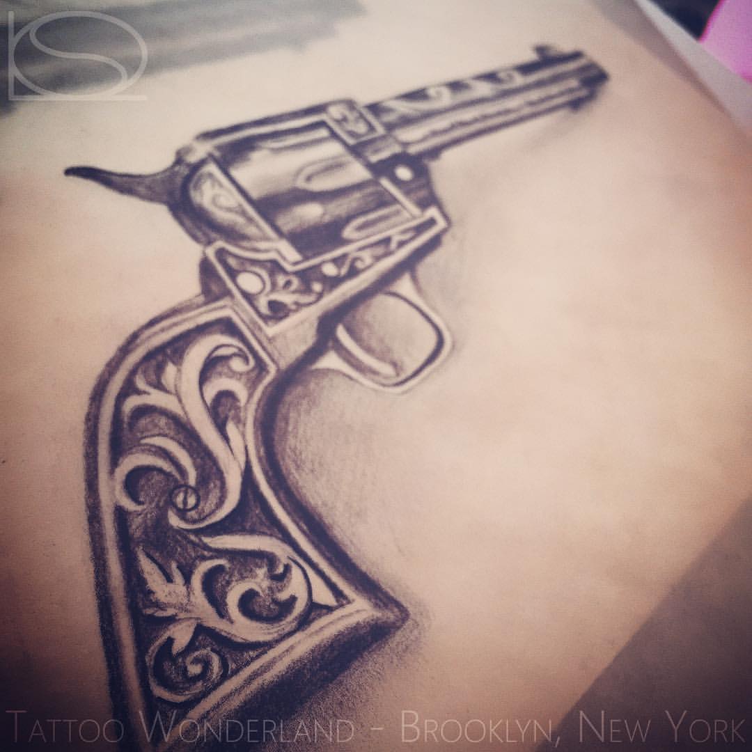 Amazing Revolver Tattoo Design Idea