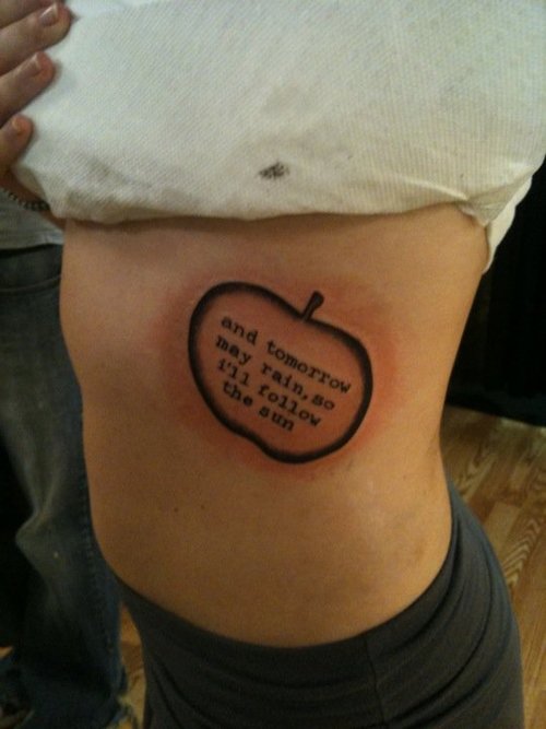 And Tomorrow May Rain,So I'll Follow The Sun Beatles Lyrics In Apple Tattoo On Girl Side Rib