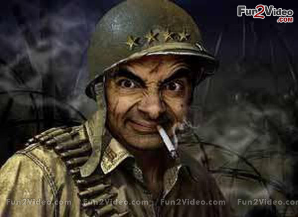 Army Mr Bean Cigarette Smoking Funny Picture
