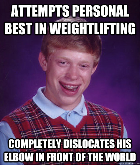 Attempts Personal Best In Weightlifting Completely Dislocates His Elbow In Front Of The World Funny Weightlifting Meme Image