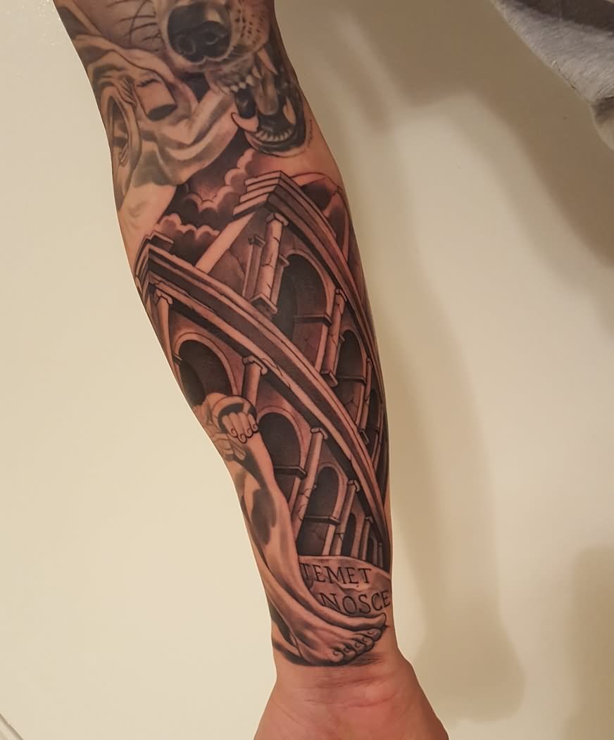 Attractive Colosseum Tattoo On Forearm