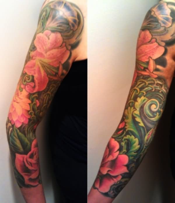 japanese flower tattoo sleeve