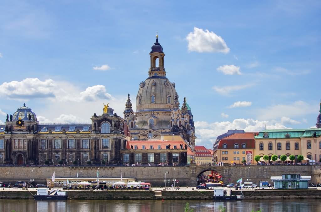 Back View Of The Frauenkirche Dresden Across The River