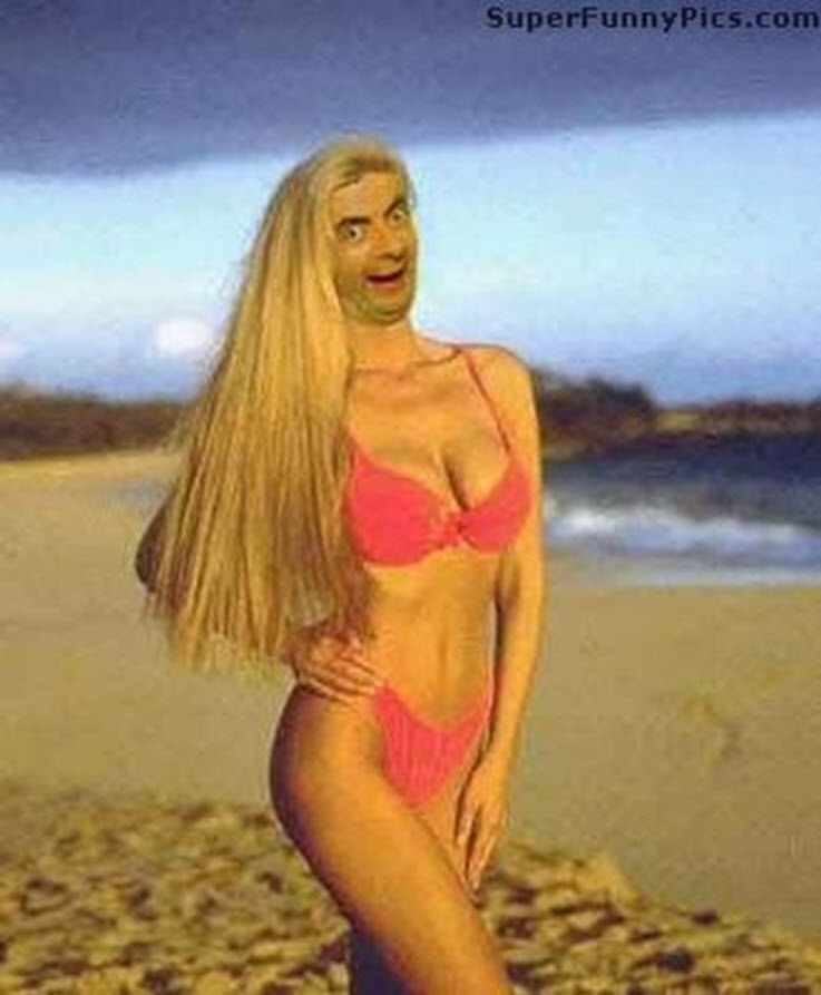 Beach Model Funny Mr Bean Picture