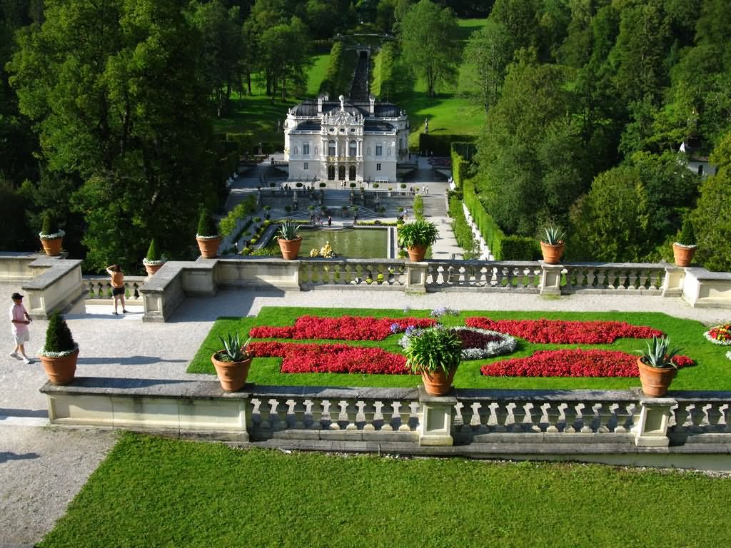 Beautiful Aerial View Of the Linderhof Palace And Park