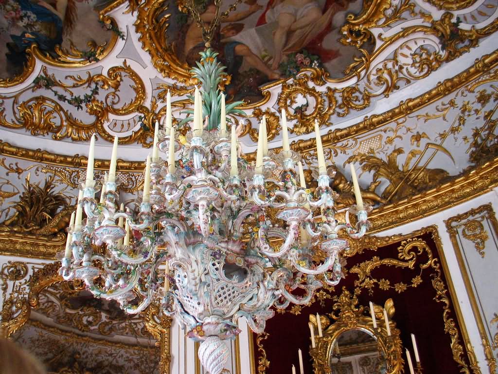 Beautiful Chandelier Inside The Linderhof Palace In Bavaria, Germany