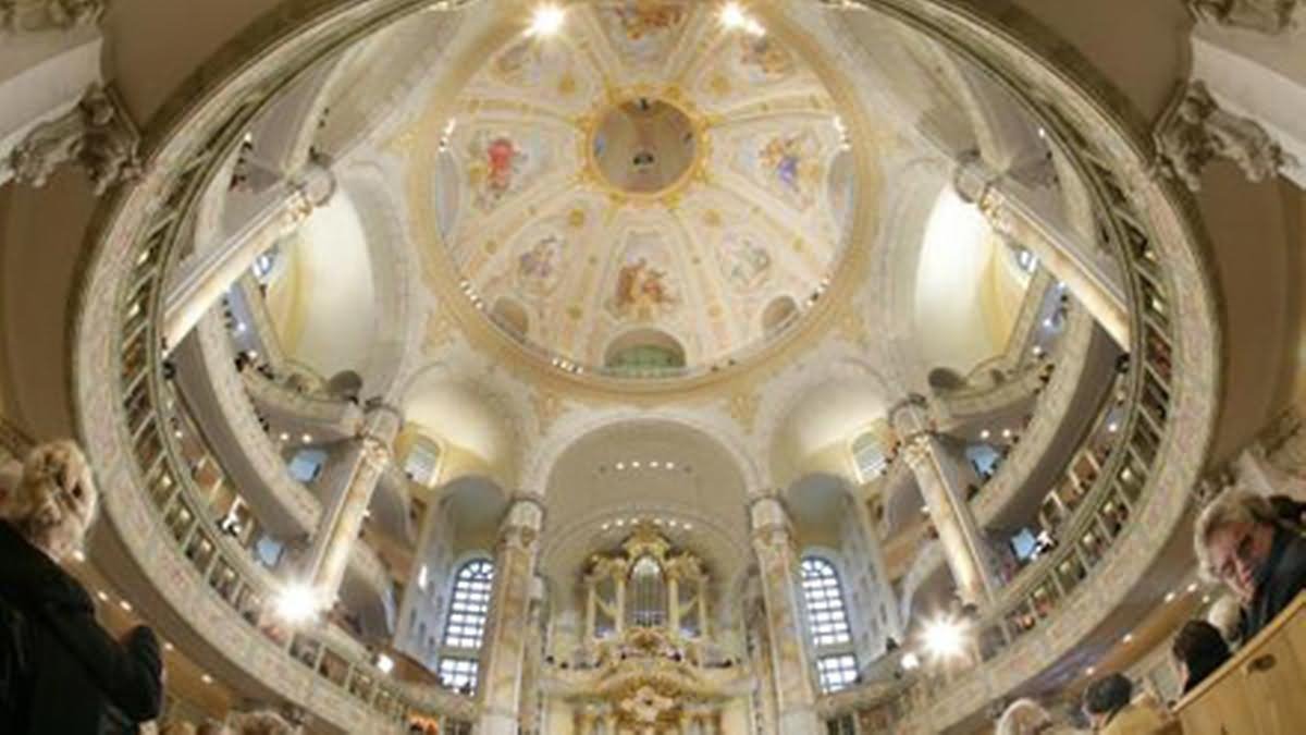 Beautiful Dome Inside The Frauenkirche Dresden In Germany