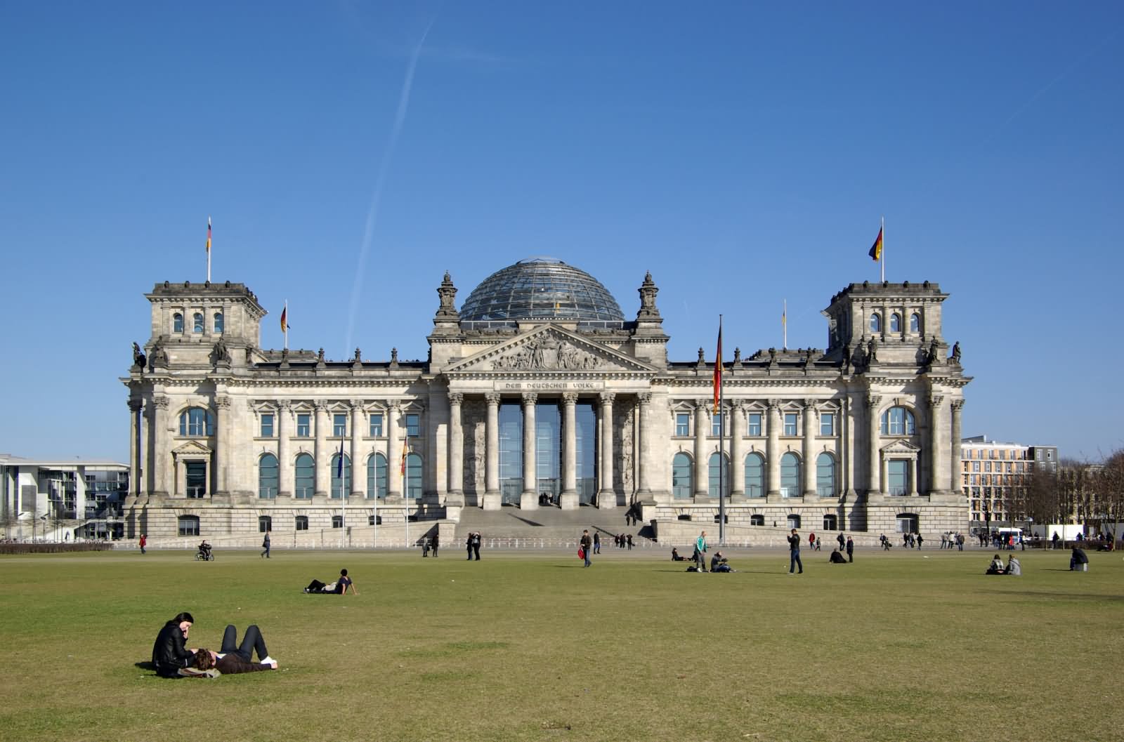Beautiful Front View Of The Reichstag Building In Berlin, German